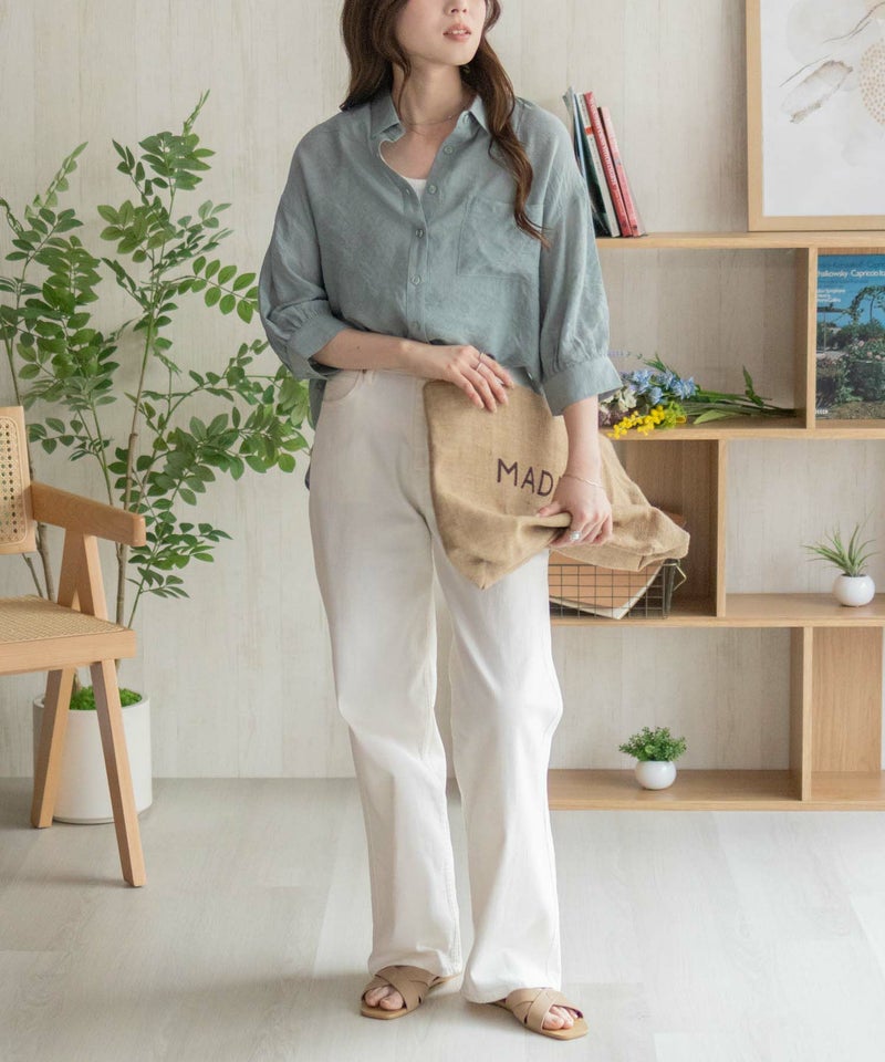 nAvy スラブ前開き7分袖シャツ レディース商品画像-13