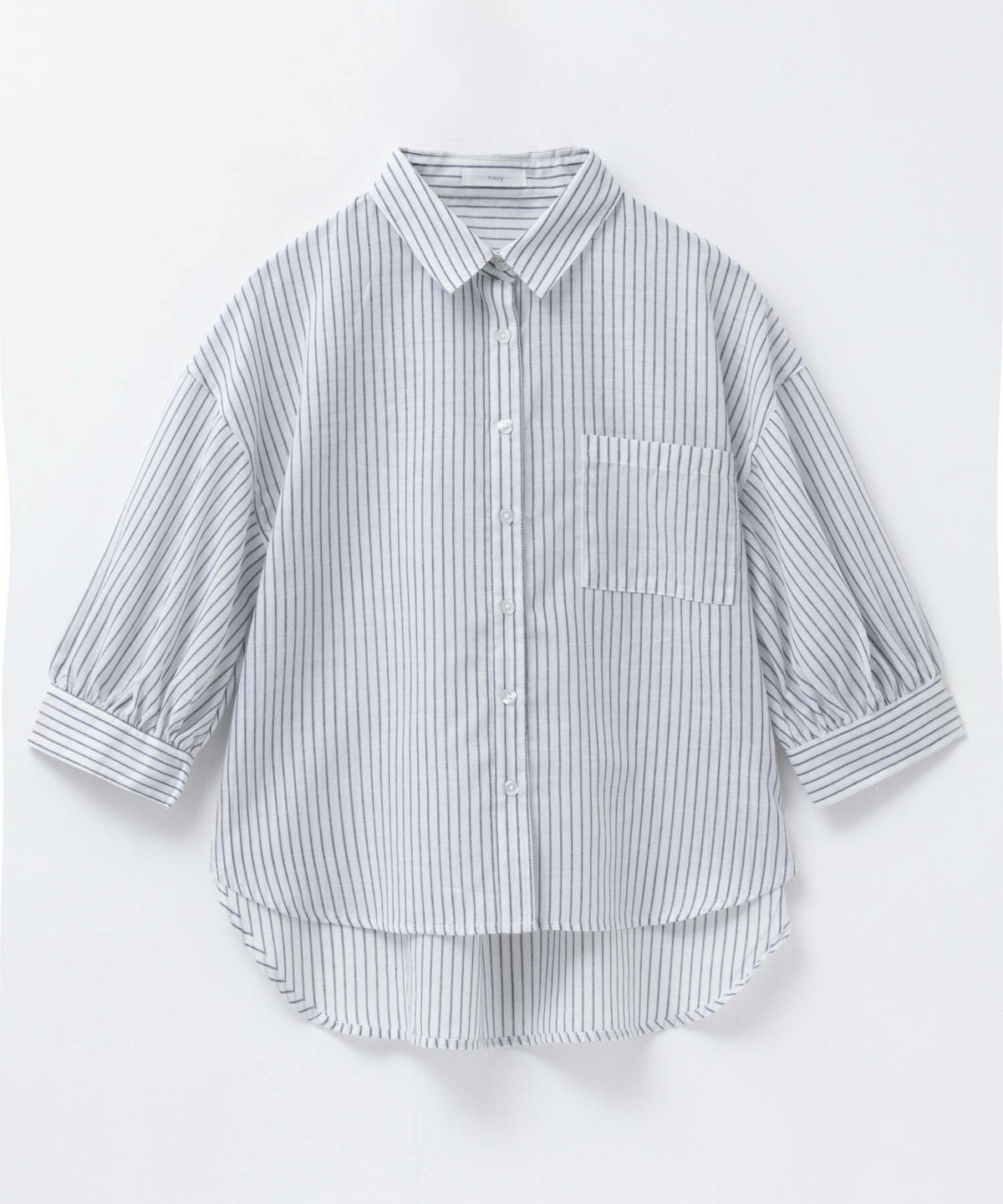 nAvy スラブ前開き7分袖シャツ レディース