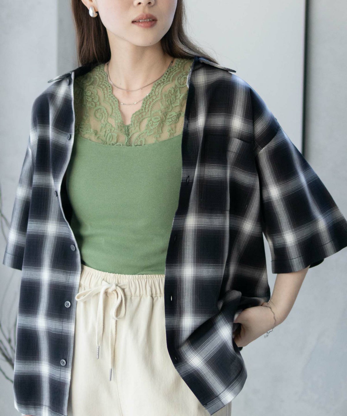 MOSSIMO オンブレチェックシャツ メンズ