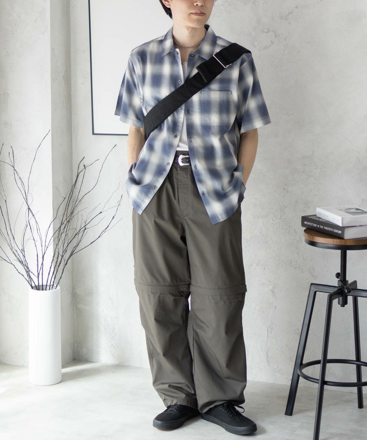 MOSSIMO オンブレチェックシャツ メンズ