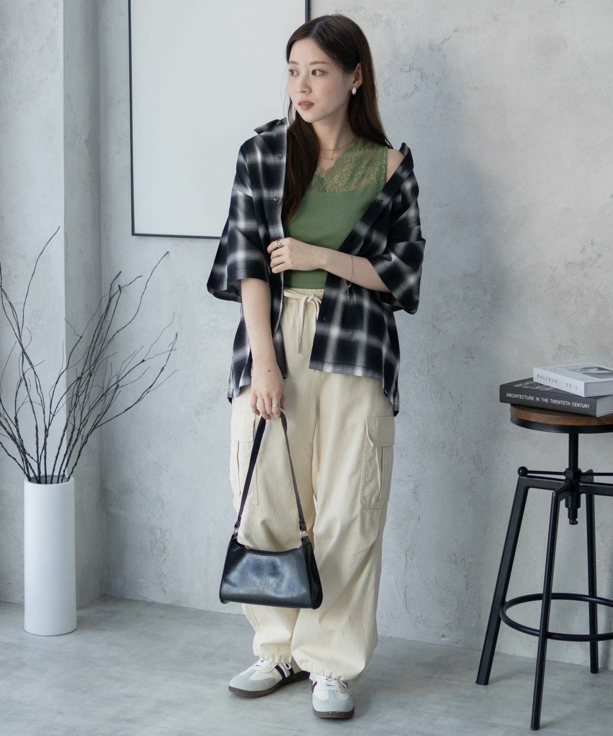 MOSSIMO オンブレチェックシャツ メンズ