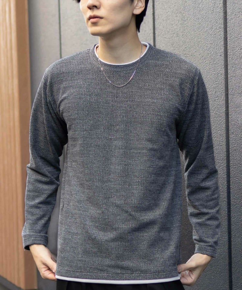 NAVY メランジレイヤーTシャツ メンズ商品画像-1