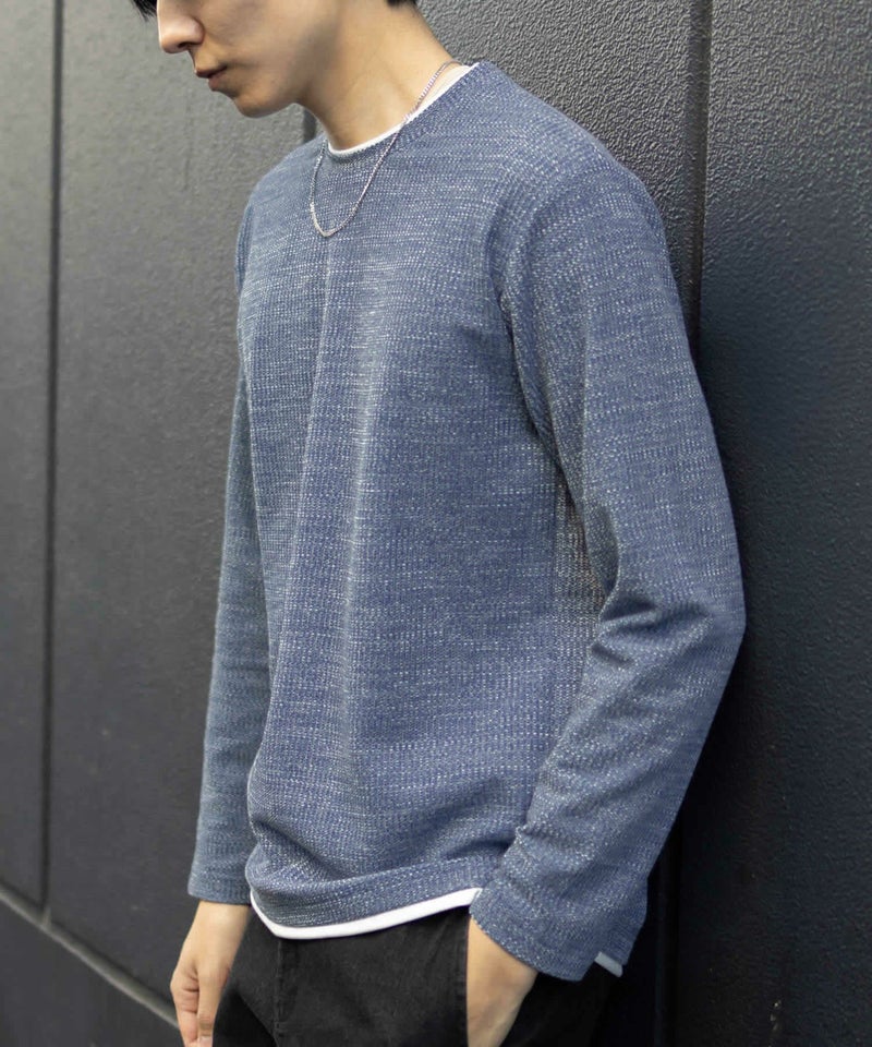 NAVY メランジレイヤーTシャツ メンズ商品画像-2