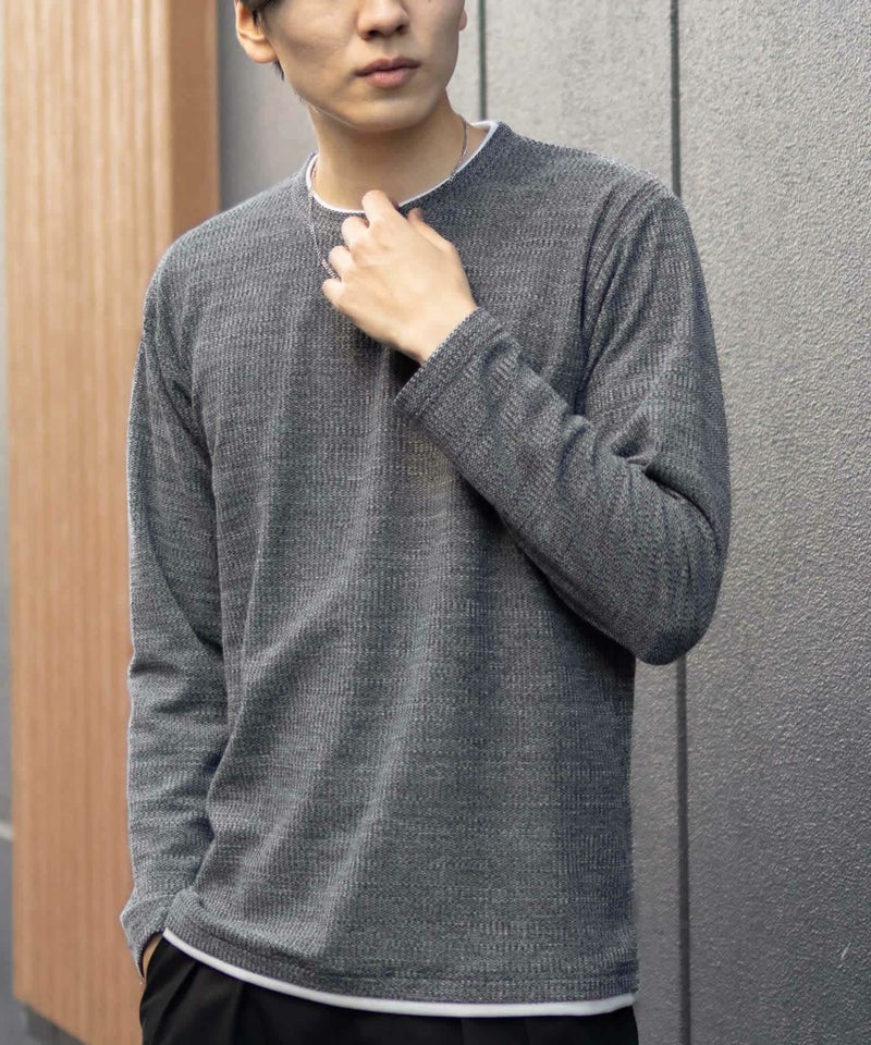 NAVY メランジレイヤーTシャツ メンズ商品画像-4