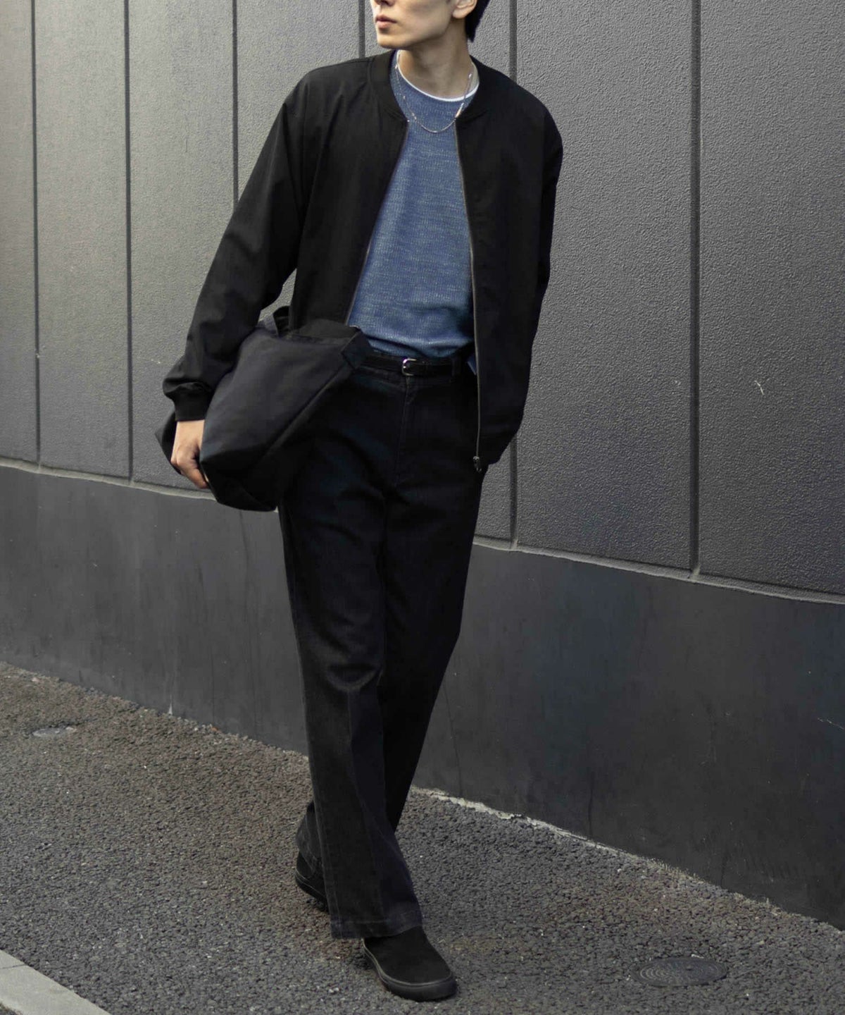 NAVY メランジレイヤーTシャツ メンズ