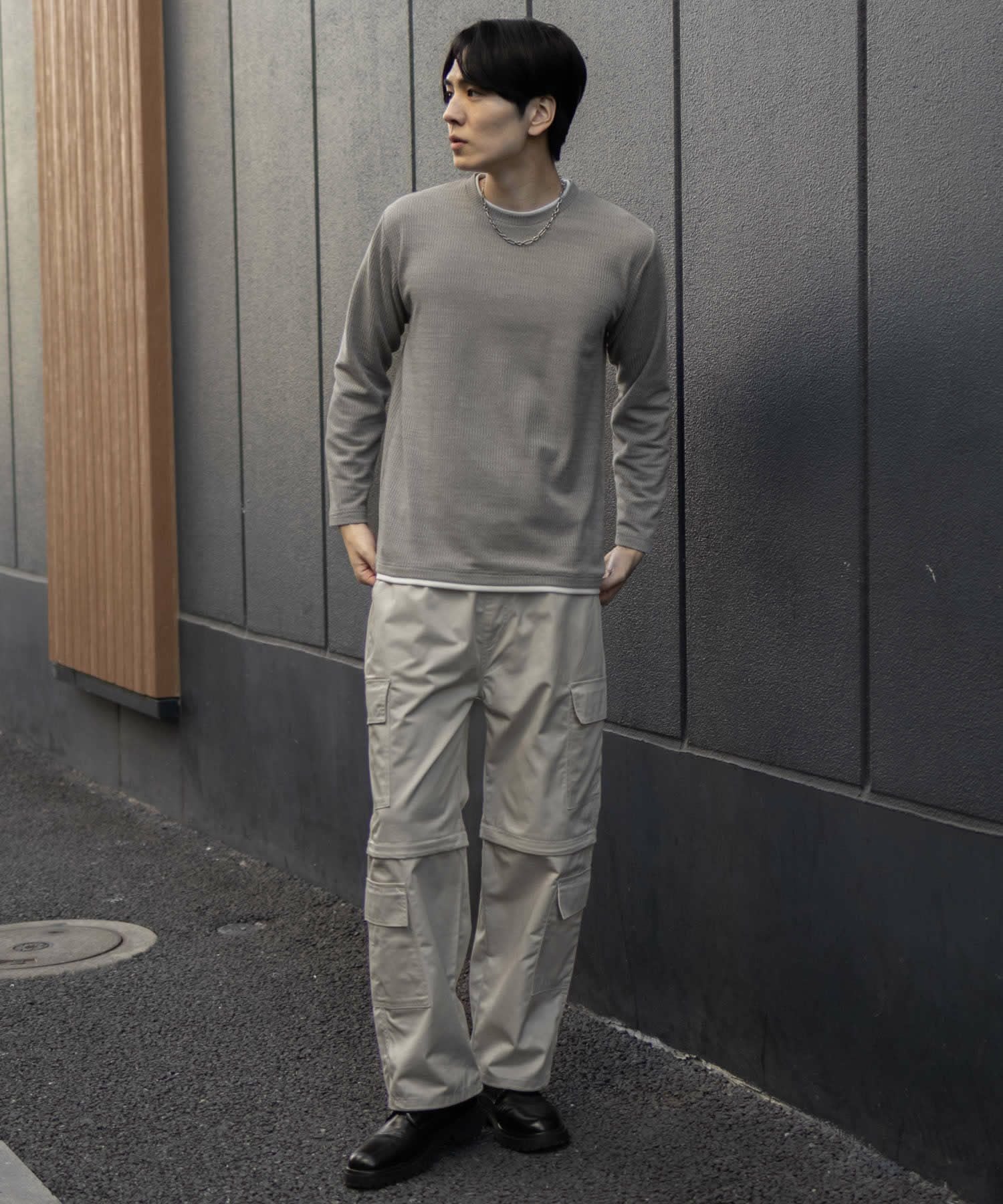 NAVY メランジレイヤーTシャツ メンズ