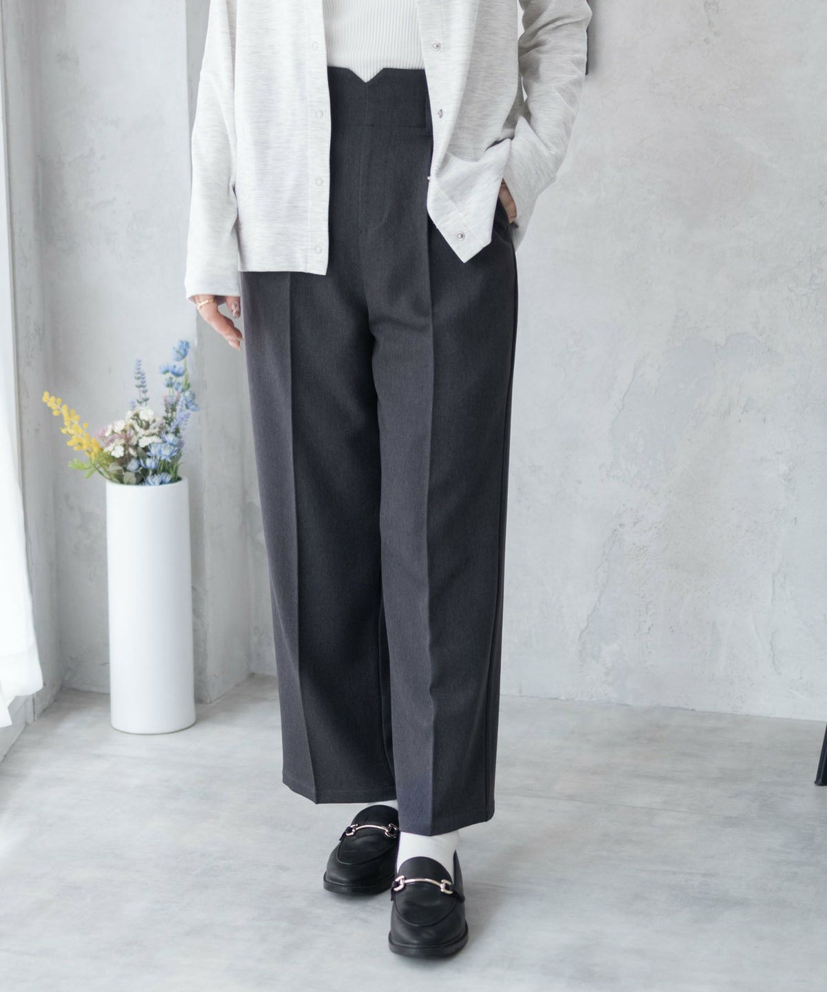 nAvy ハイウエストワイドストレートパンツ レディース