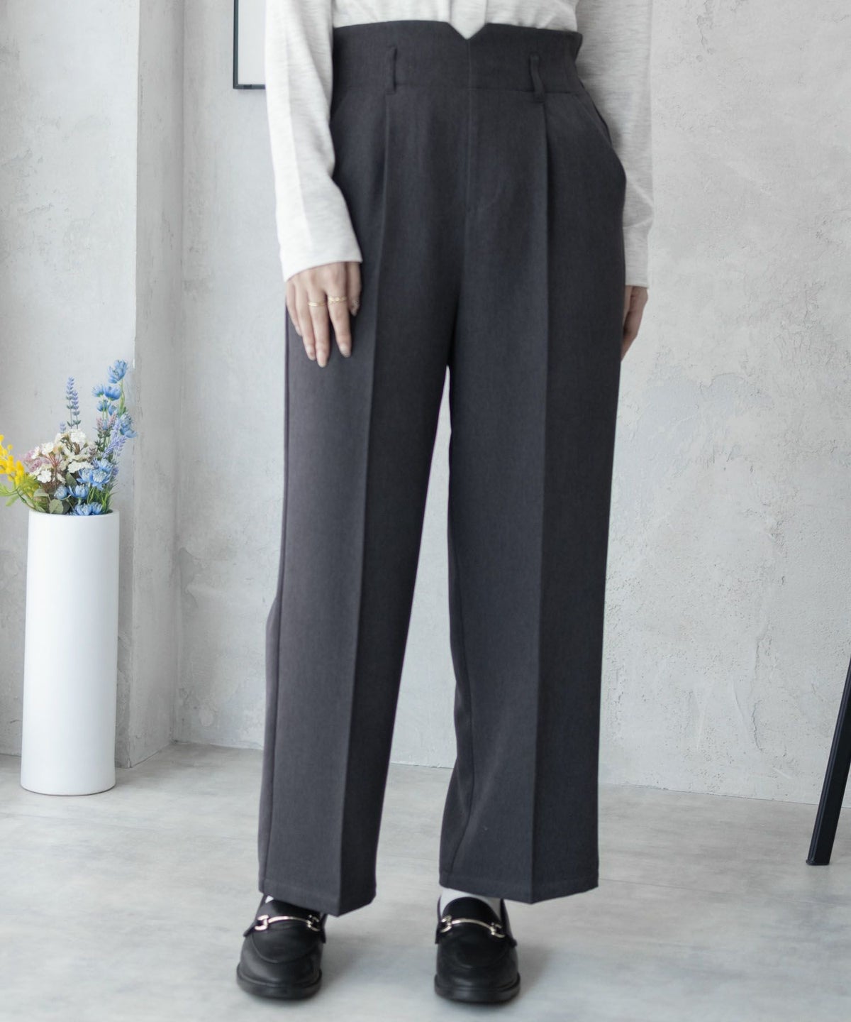 nAvy ハイウエストワイドストレートパンツ レディース