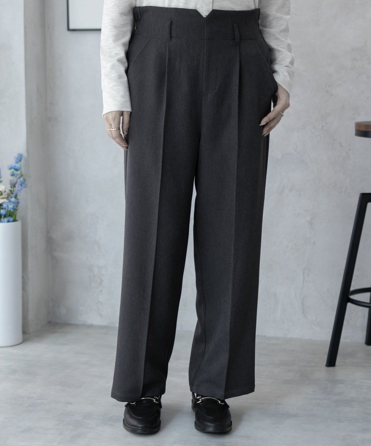 nAvy ハイウエストワイドストレートパンツ レディース