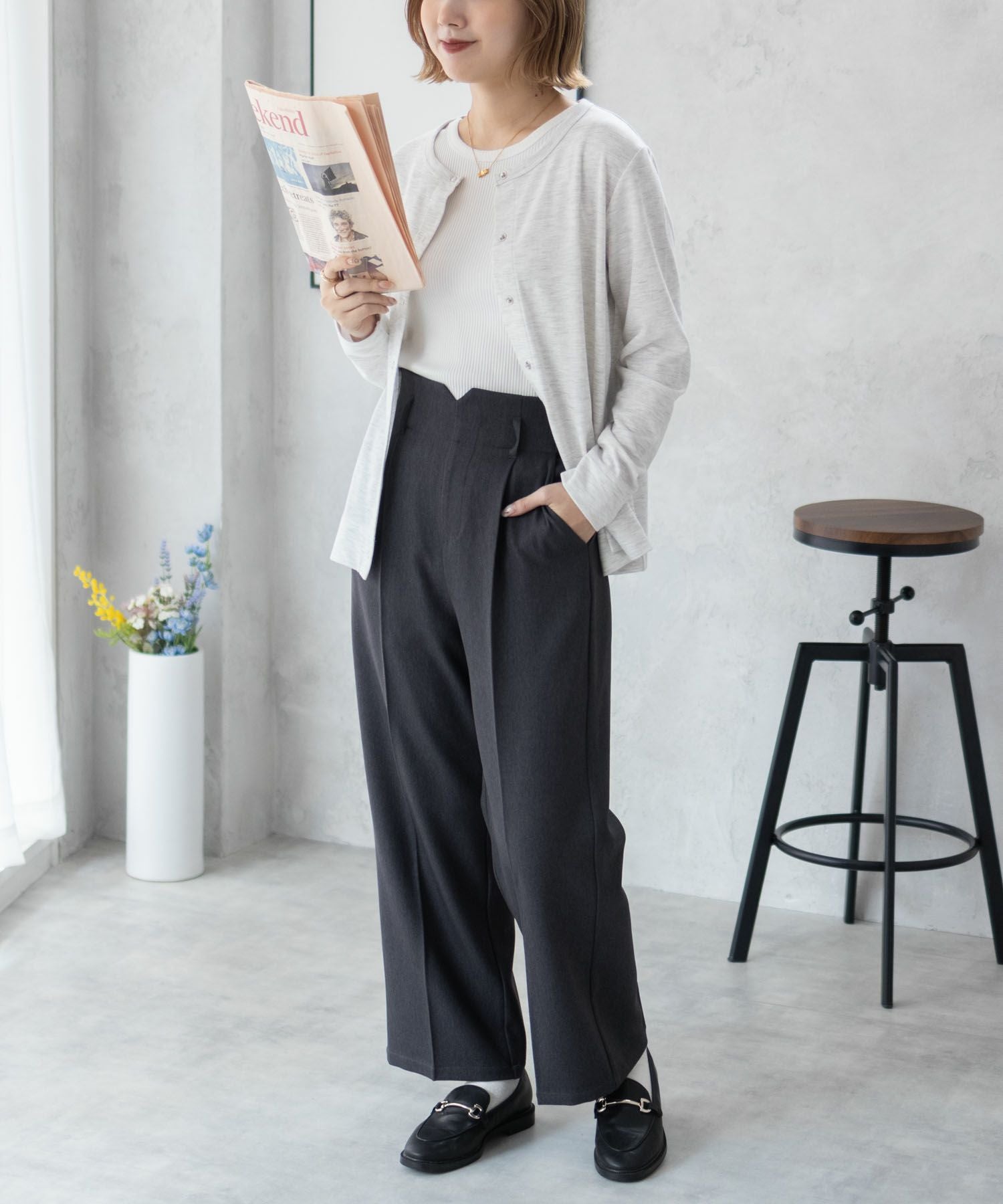 nAvy ハイウエストワイドストレートパンツ レディース