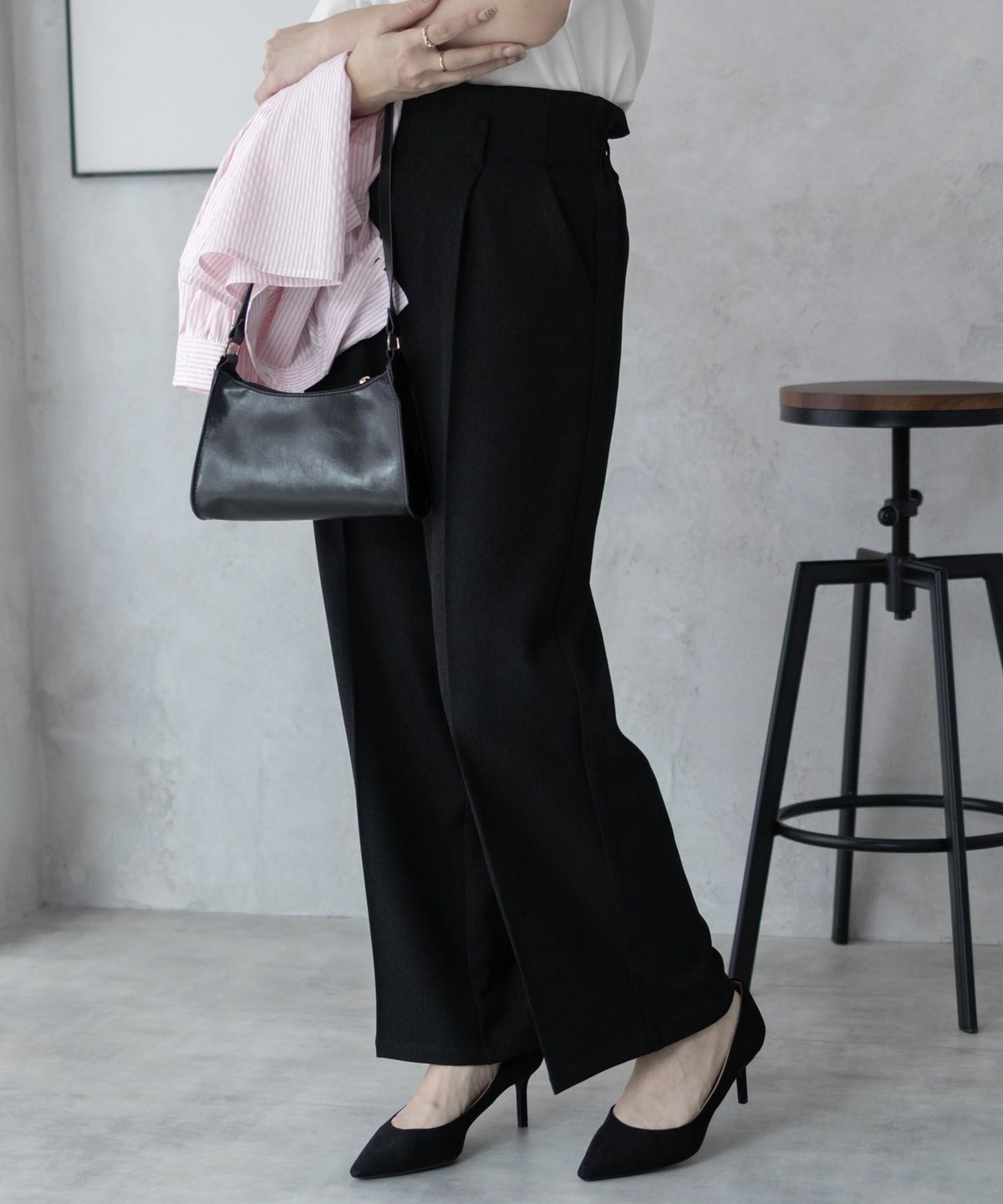 nAvy ハイウエストワイドストレートパンツ レディース