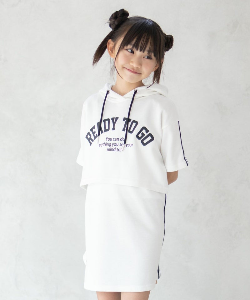 RICH MIX  ポンチ素材 パーカーラインワンピースアンサンブル キッズ商品画像-2