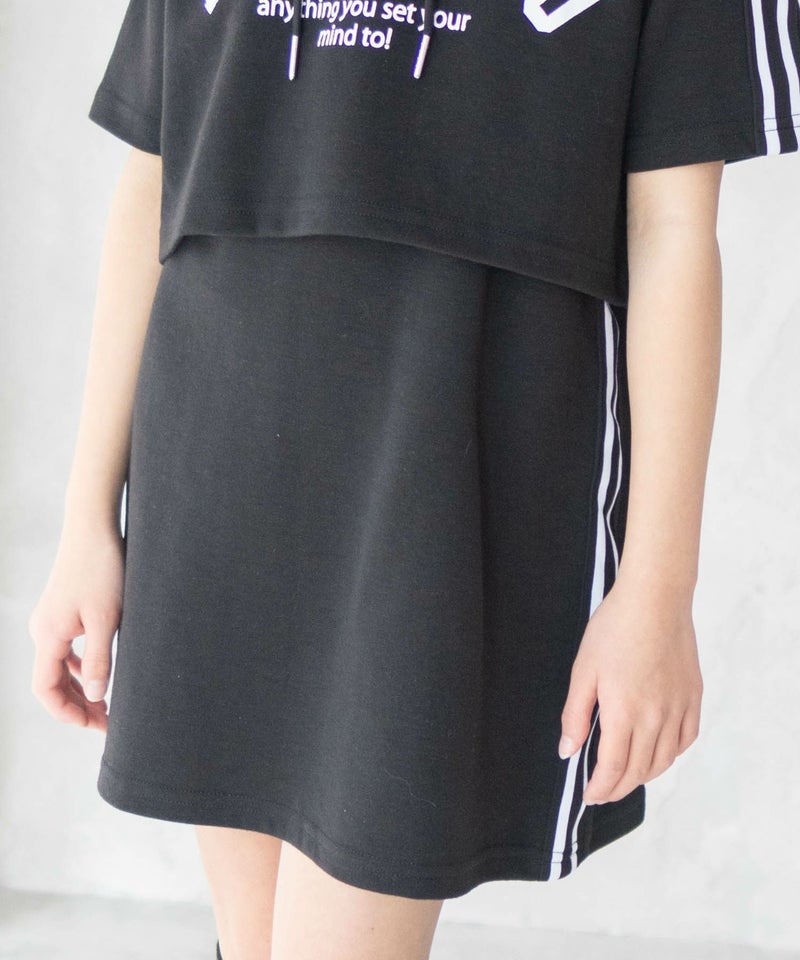 RICH MIX ポンチ素材 パーカーラインワンピースアンサンブル キッズ商品画像-4