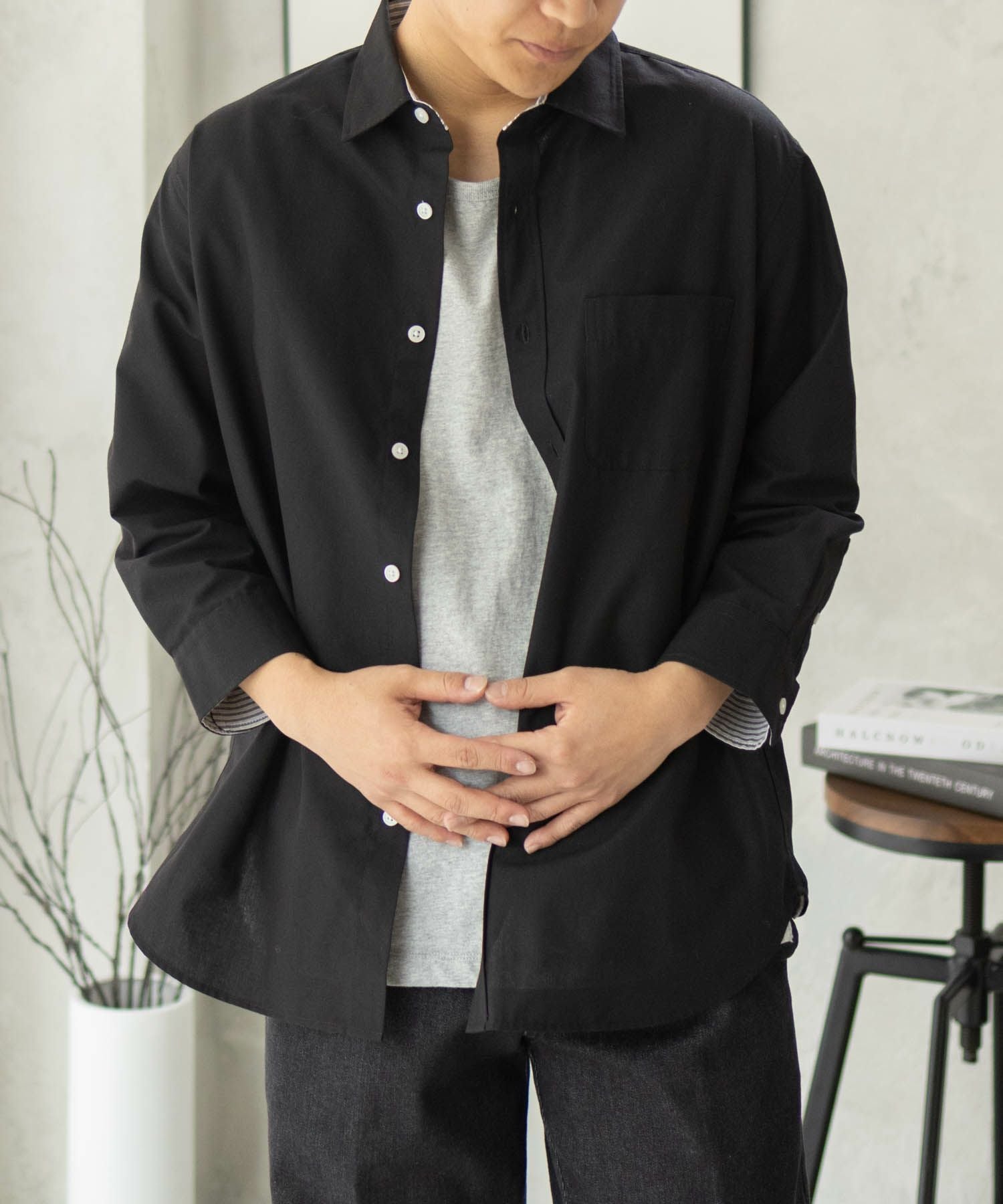 美品 ドゥロワー コットンリネン 七分袖 ミリタリージャケット◆ブラック フレンチリネンワッシャージャケット 7分袖 | deux C(ドゥ・セー)公式
