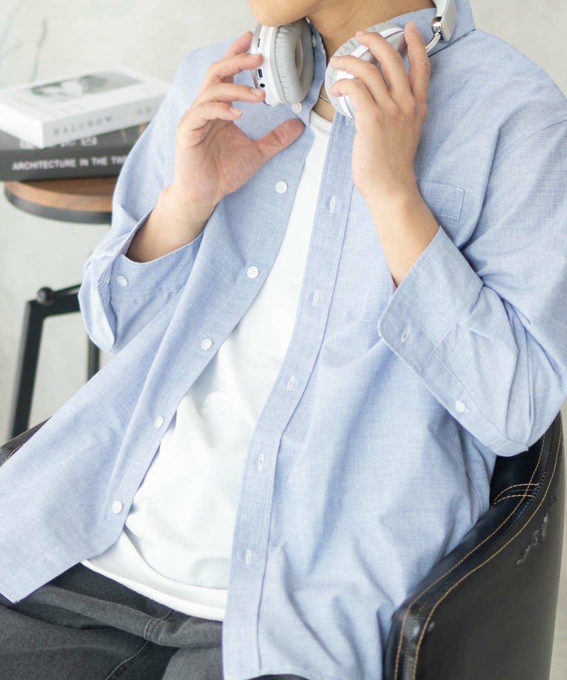 NAVY COOLMAX リネン七分袖シャツ メンズ商品画像-3