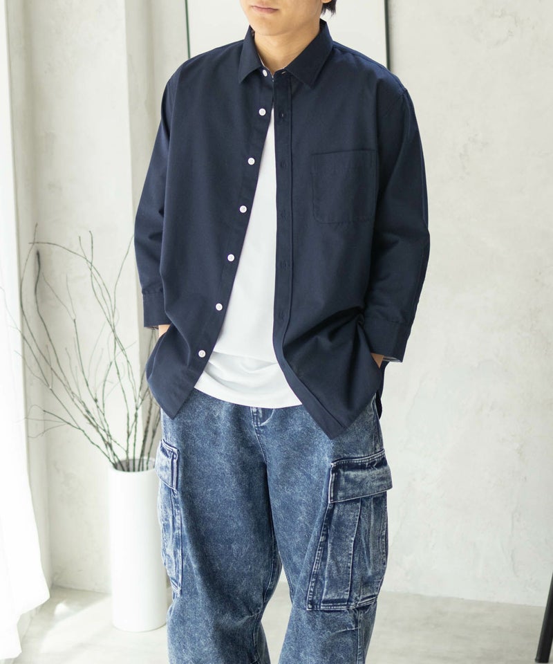 NAVY COOLMAX リネン七分袖シャツ メンズ商品画像-23