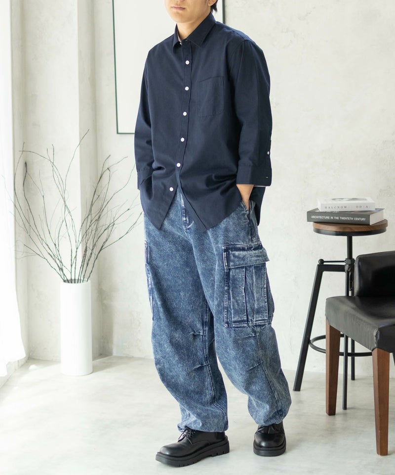 NAVY COOLMAX リネン七分袖シャツ メンズ商品画像-26