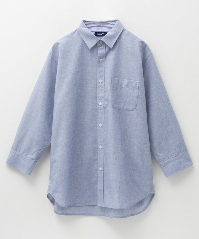 NAVY COOLMAX リネン七分袖シャツ メンズ商品画像-31