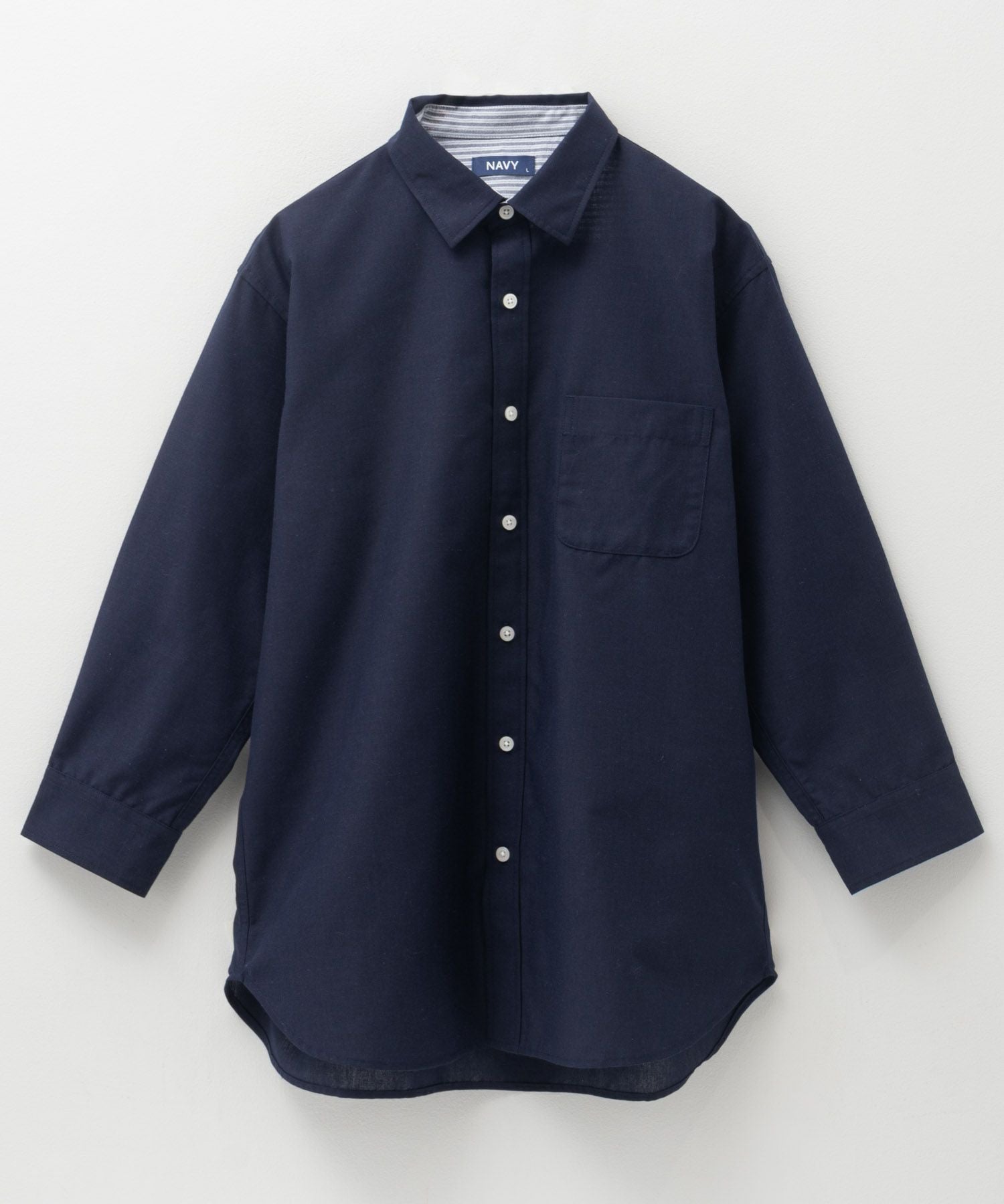 GALLARDAGALANTE NAVY 黒 七分袖 ロングシャツFREE セール】 【洗える】シアーマットクロス ロング シャツ （シャツ