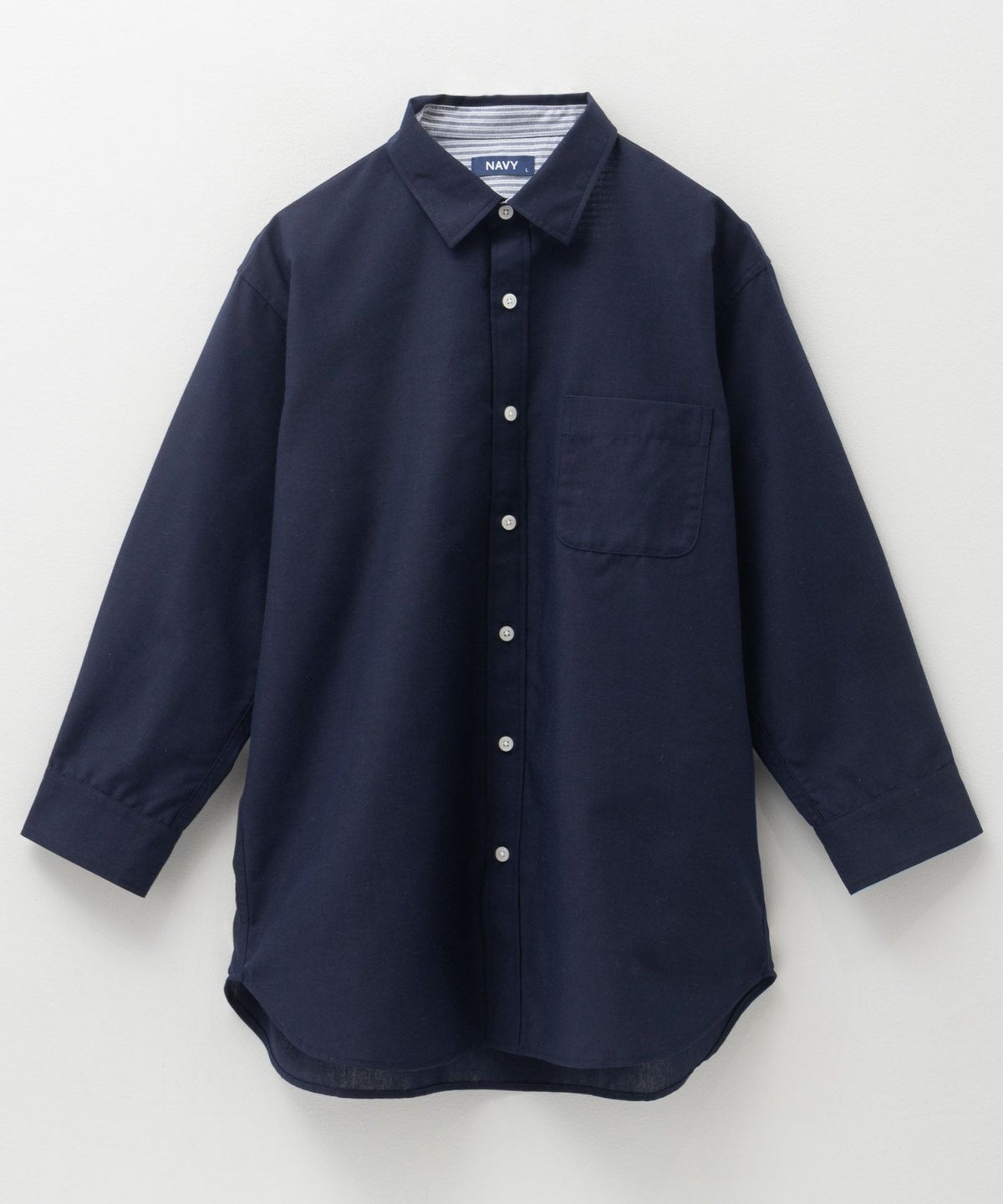 NAVY COOLMAX リネン七分袖シャツ メンズ