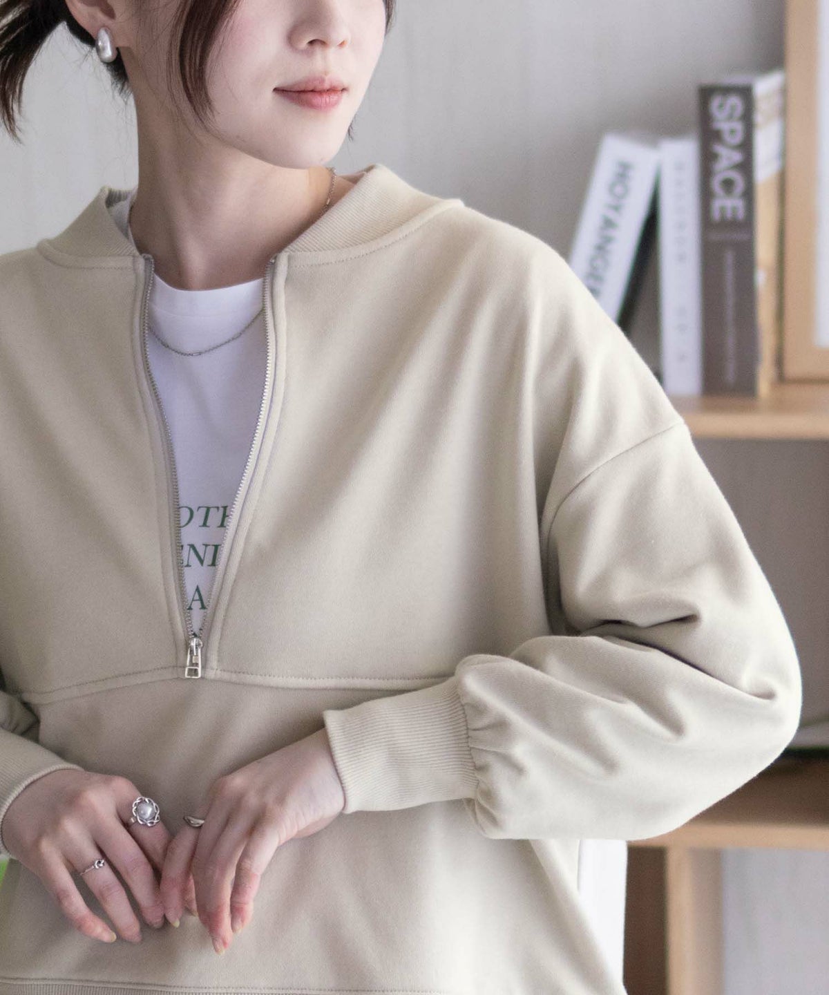 HusHusH ジップショールプルオーバー レディース