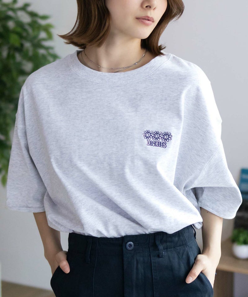 Dickies 配色ステッチ五分袖Tシャツ レディース メール便 対応商品商品画像-2