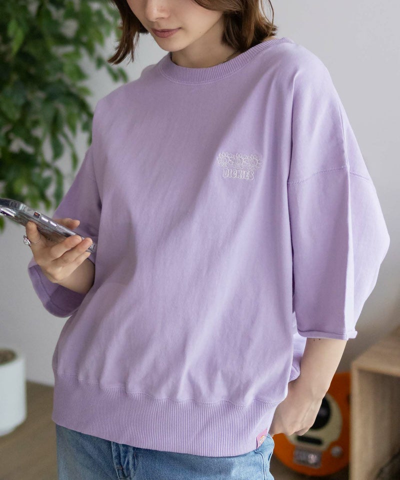 Dickies 配色ステッチ五分袖Tシャツ レディース メール便 対応商品商品画像-3