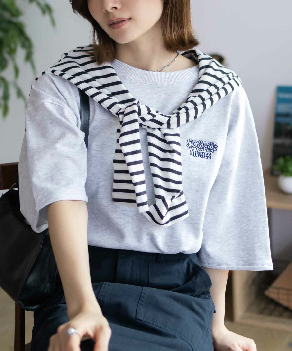 Dickies 配色ステッチ五分袖Tシャツ レディース ネコポス 対応商品