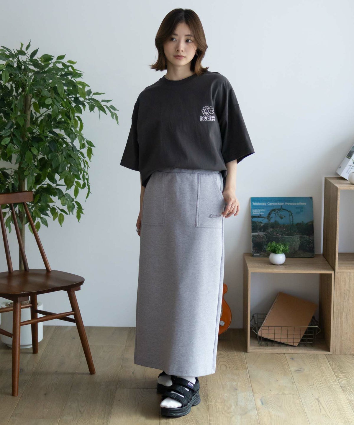 Dickies ポンチ素材 ストレッチスカート レディース