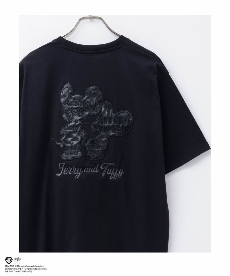 Tom and Jerry 合皮ワッペン半袖Tシャツ メンズ メール便 対応商品商品画像-1