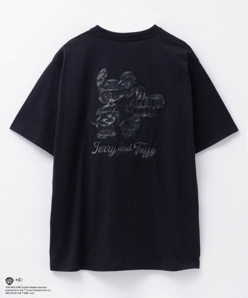 Tom and Jerry 合皮ワッペン半袖Tシャツ メンズ メール便 対応商品商品画像-4