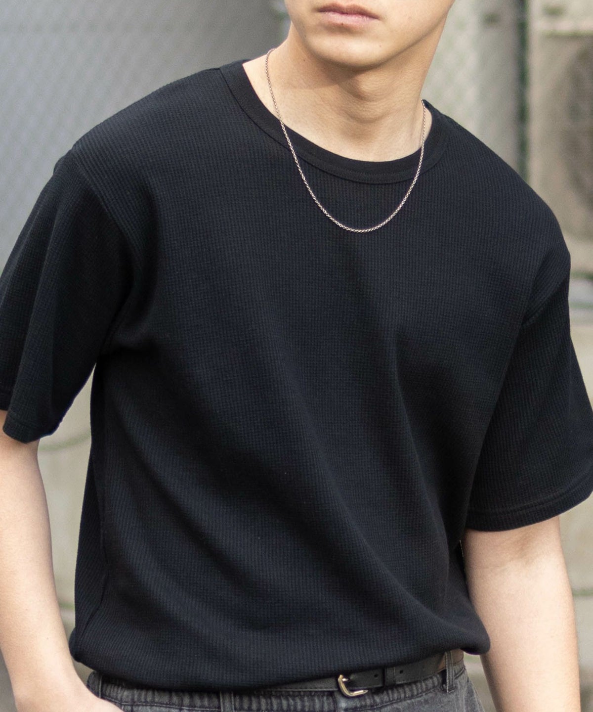NAVY ワッフルクルーTシャツ メンズ