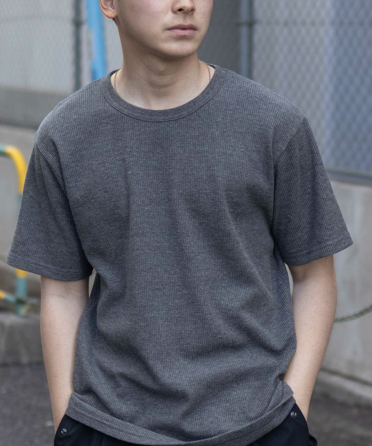 NAVY ワッフルクルーTシャツ メンズ