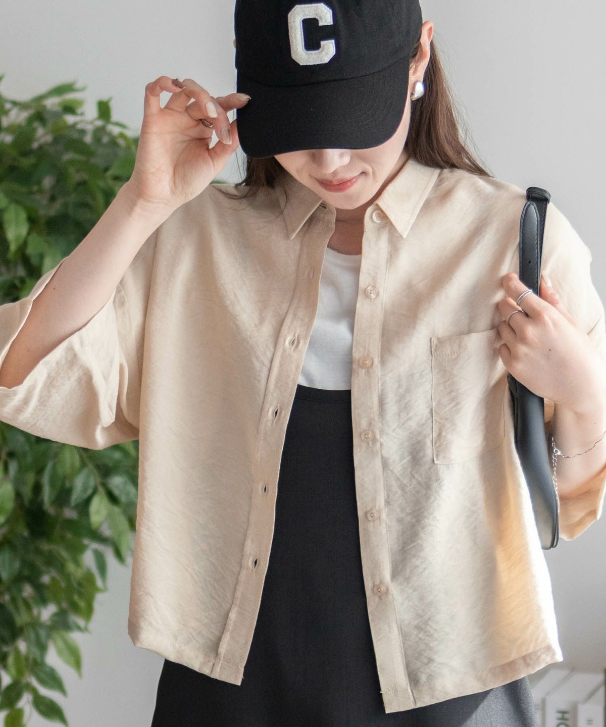 nAvy ショート丈7分袖シャツ レディース