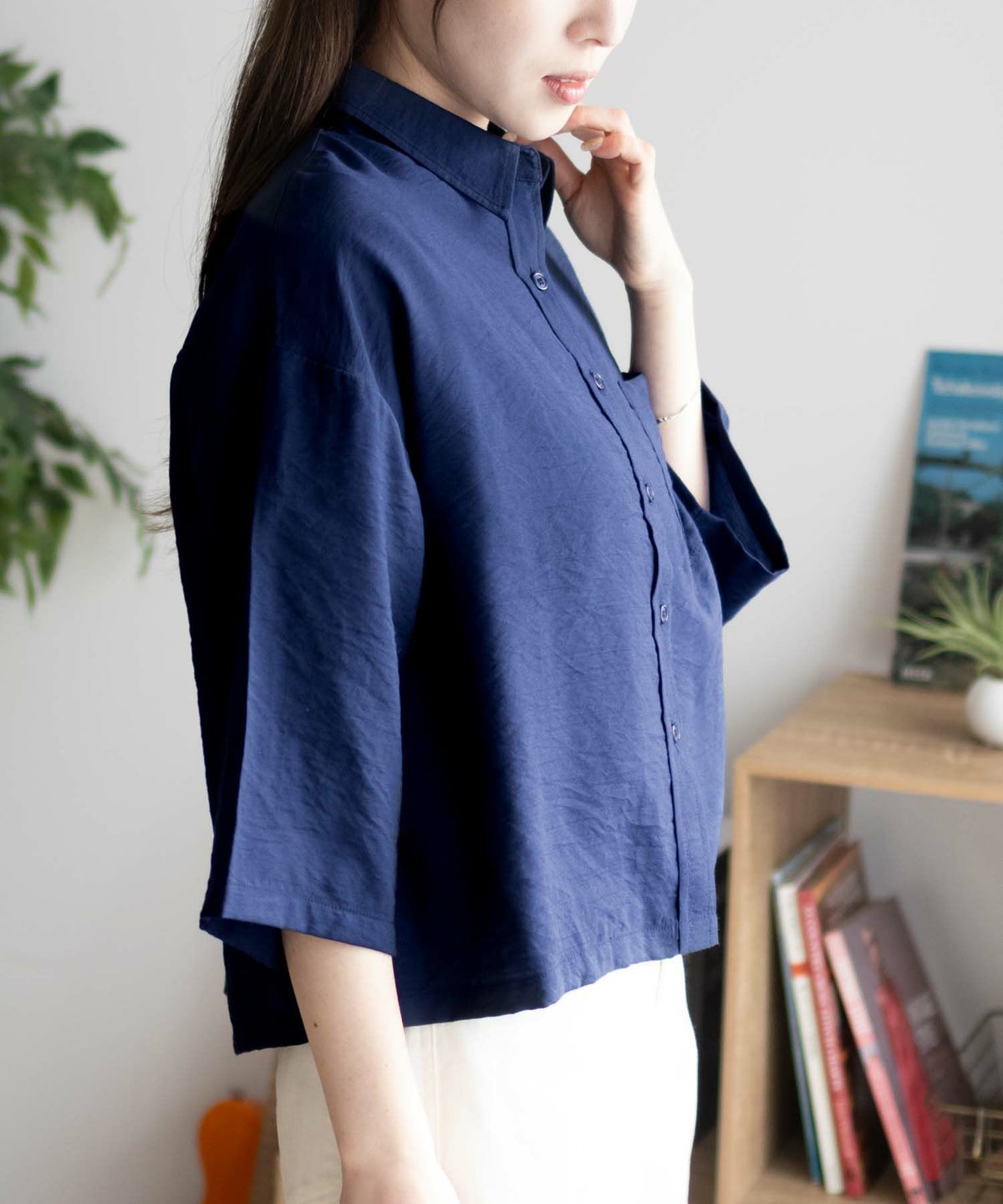 nAvy ショート丈7分袖シャツ レディース