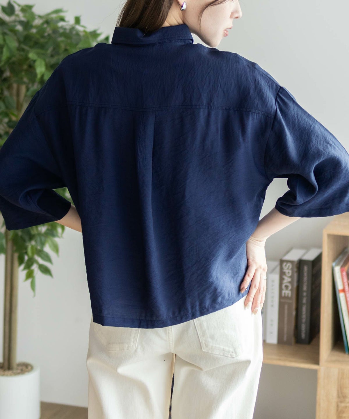 nAvy ショート丈7分袖シャツ レディース