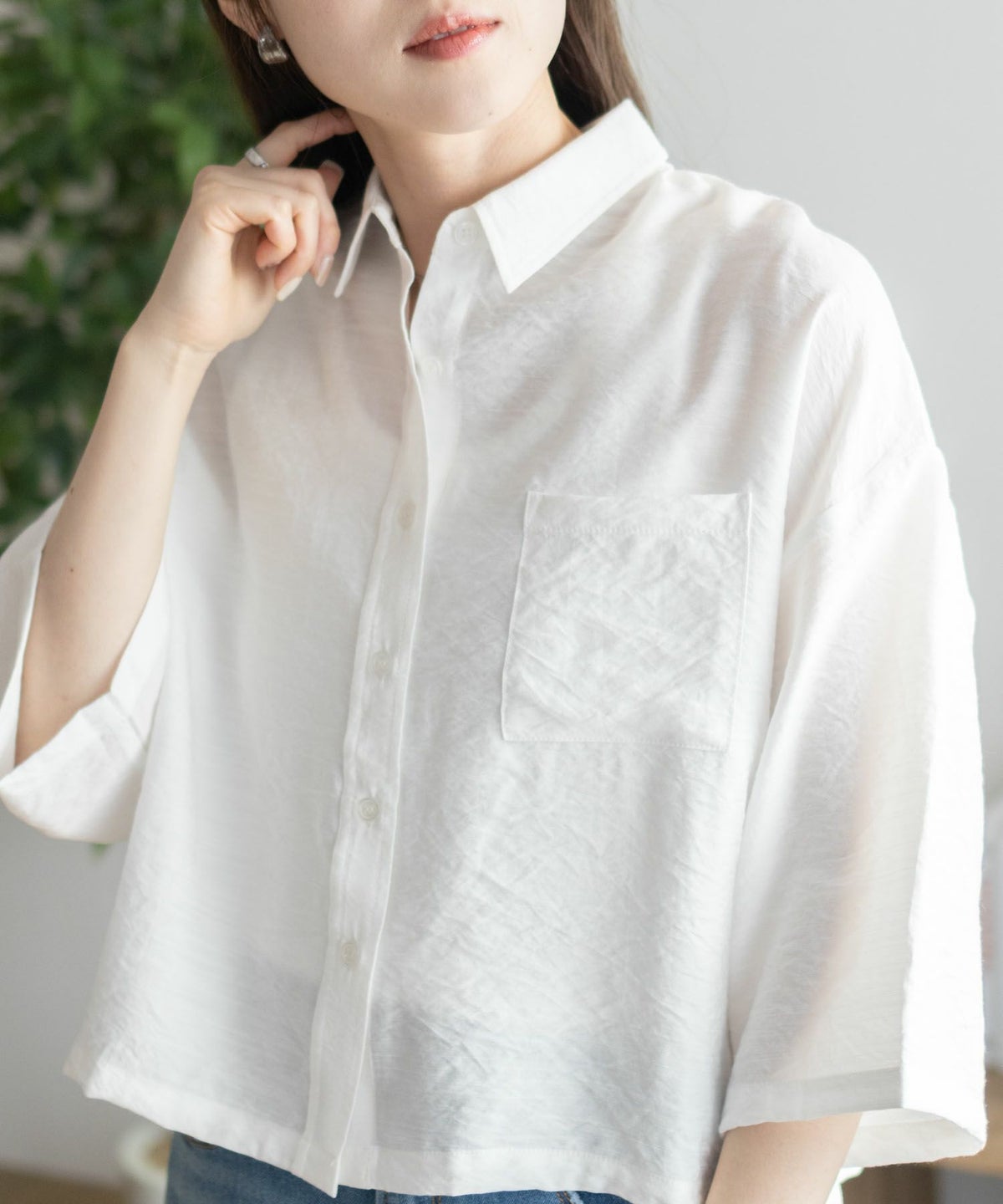 nAvy ショート丈7分袖シャツ レディース