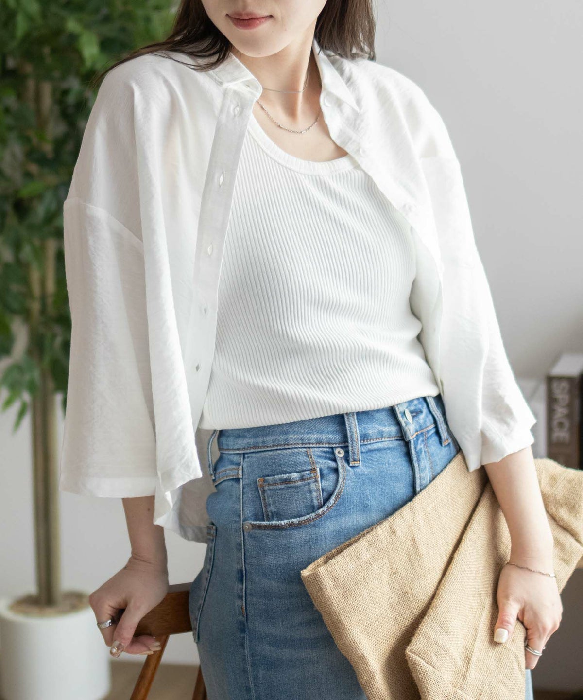 nAvy ショート丈7分袖シャツ レディース