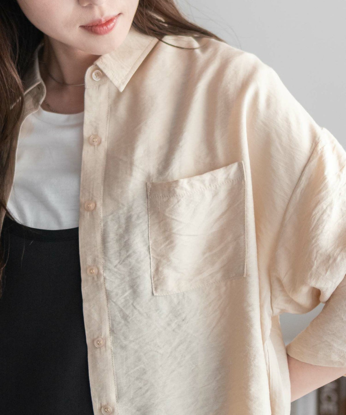 nAvy ショート丈7分袖シャツ レディース