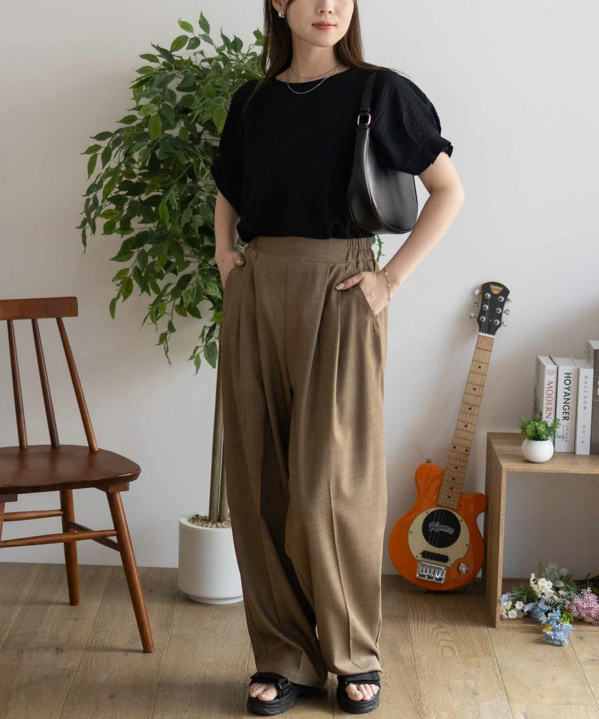 nAvy 袖口タックブラウス レディース