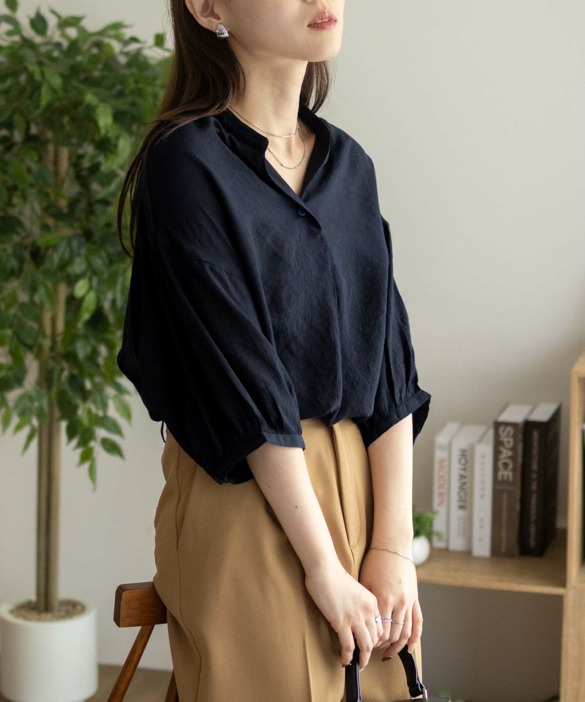 nAvy スラブスキッパーブラウス レディース