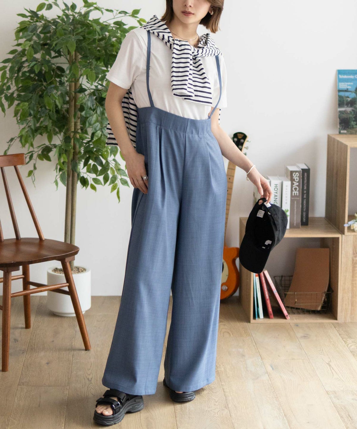 nAvy 杢麻ライクサロペットアンサンブル レディース