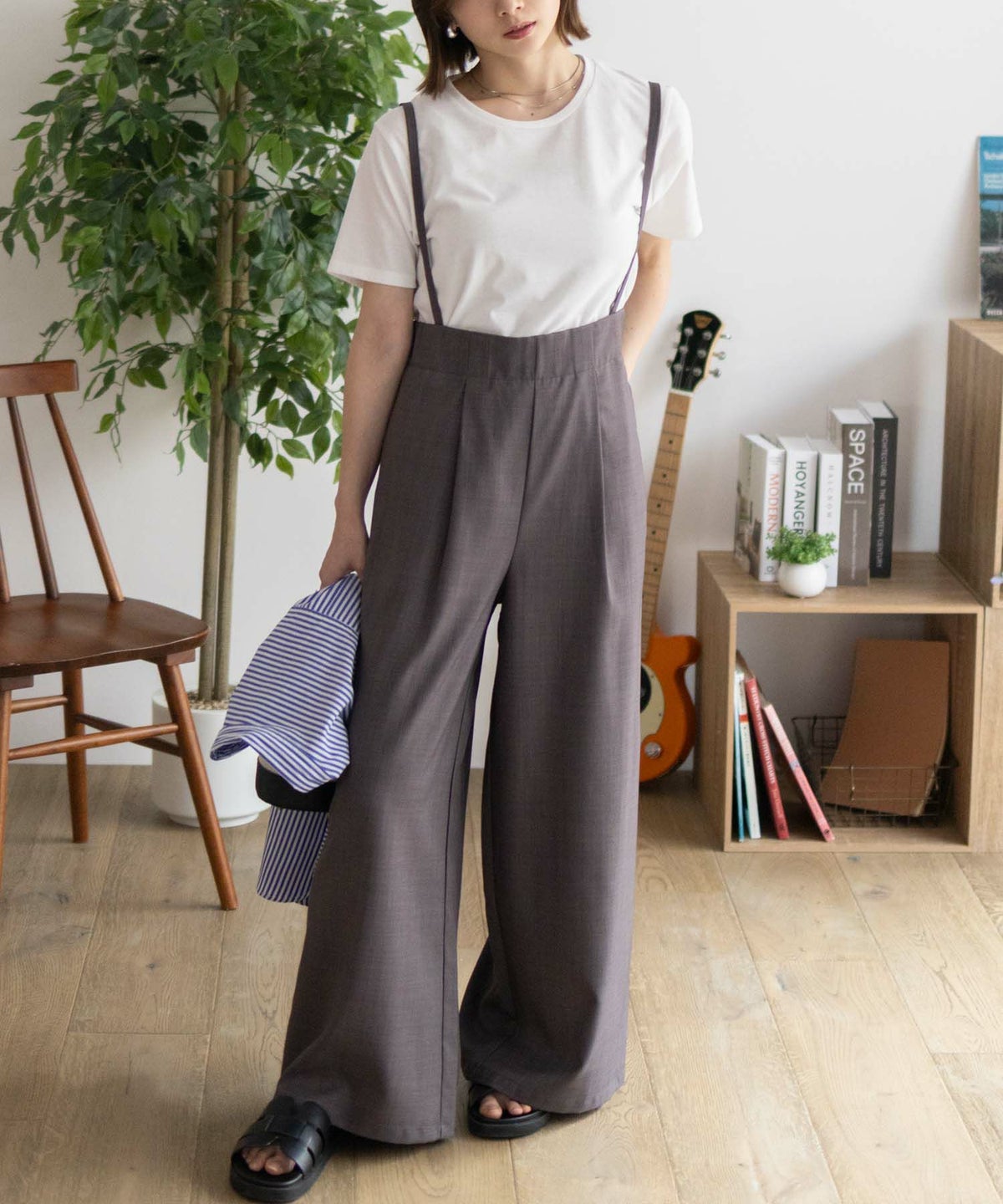 nAvy 杢麻ライクサロペットアンサンブル レディース