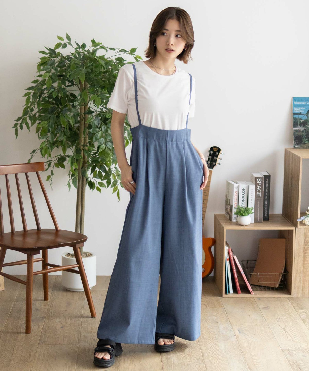 nAvy 杢麻ライクサロペットアンサンブル レディース