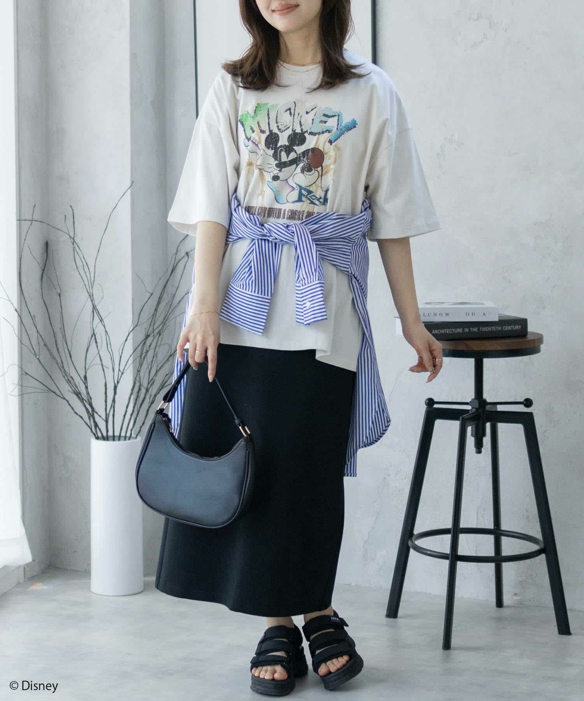 Disney ミッキーマウス / ロックプリントTシャツ メンズ ネコポス 対応商品