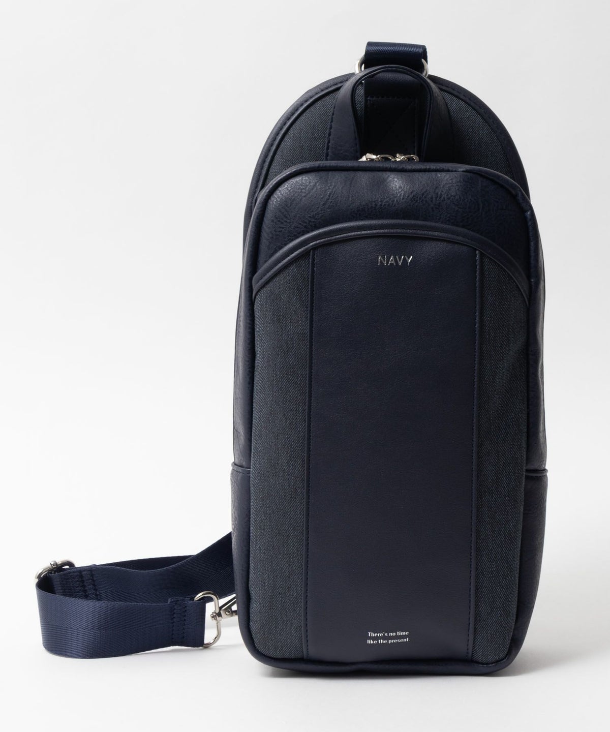 NAVY ポリデニム・合皮切替ボディバッグ