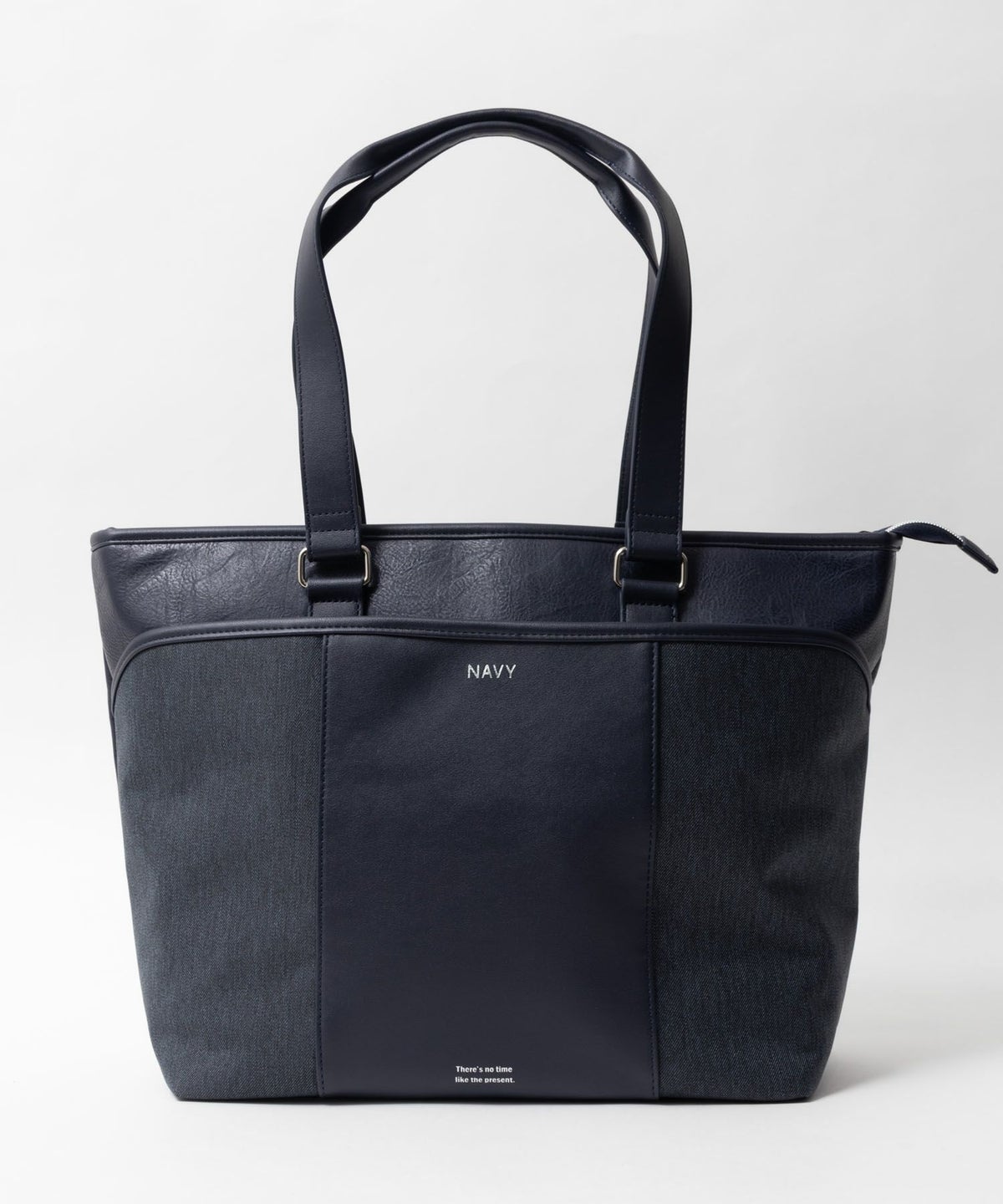NAVY ポリデニム・合皮切替トートバッグ