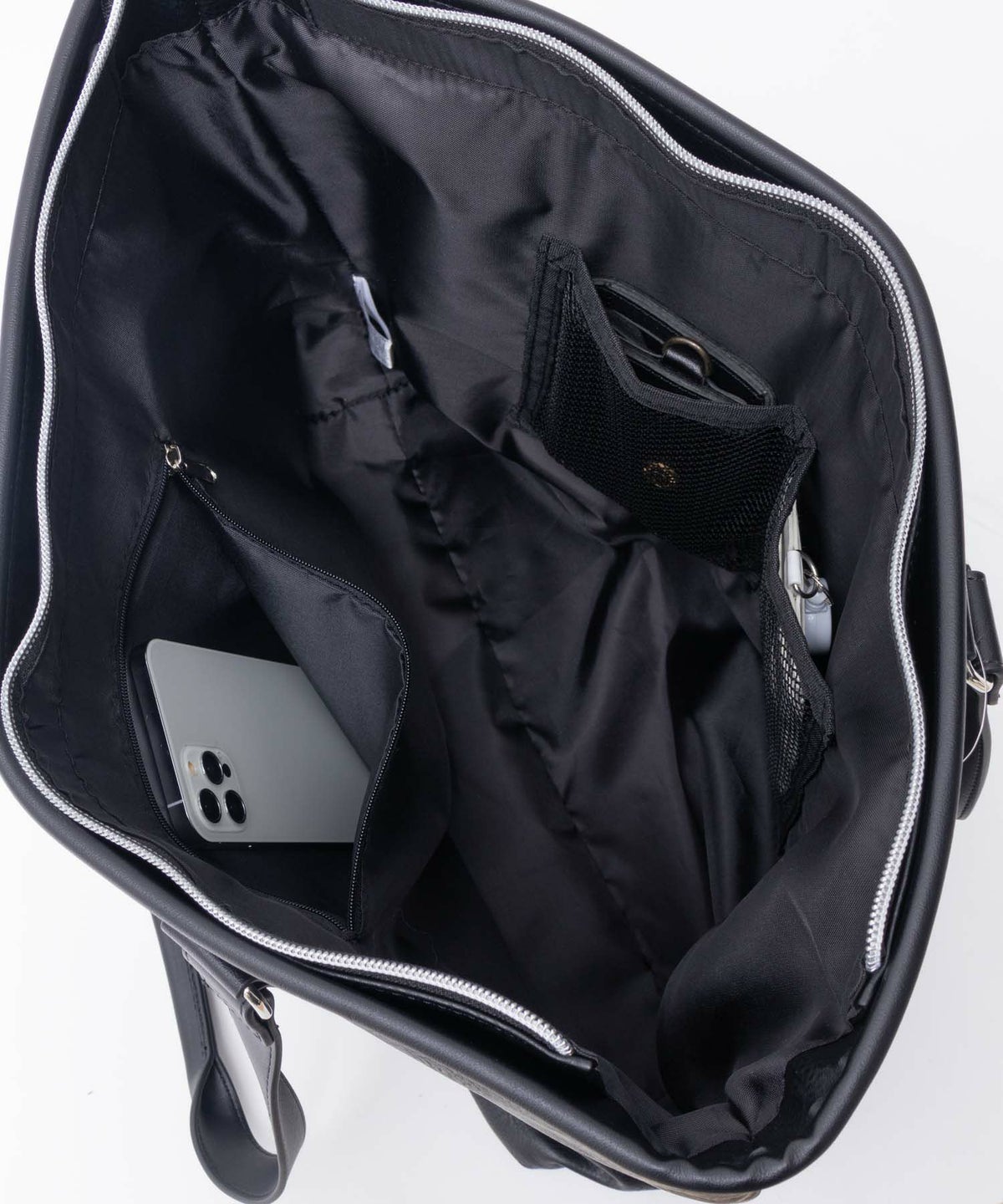 NAVY ポリデニム・合皮切替トートバッグ