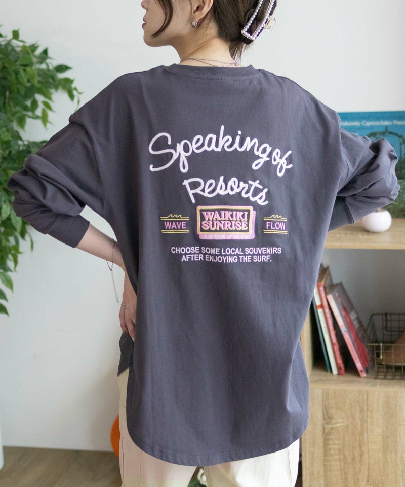 UNDERWRAPS 刺繍ラウンド長袖Tシャツ レディース メール便 対応商品商品画像-1