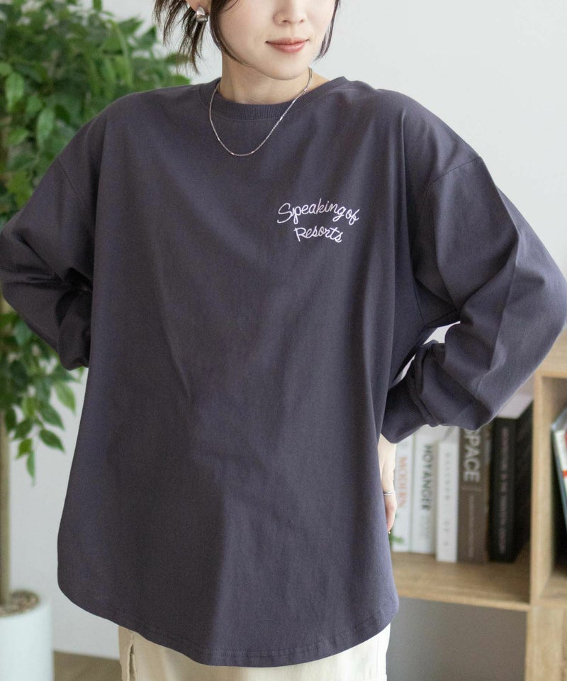 UNDERWRAPS 刺繍ラウンド長袖Tシャツ レディース メール便 対応商品商品画像-3